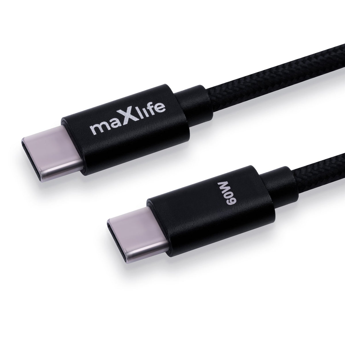 Maxlife kabelis MXUC-12 USB-C - USB-C 2,0 m 60W, melns