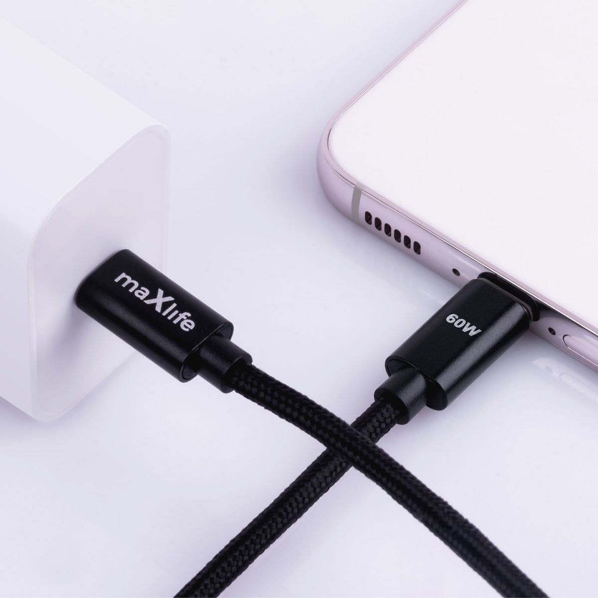 Maxlife kabelis MXUC-12 USB-C - USB-C 2,0 m 60W, melns