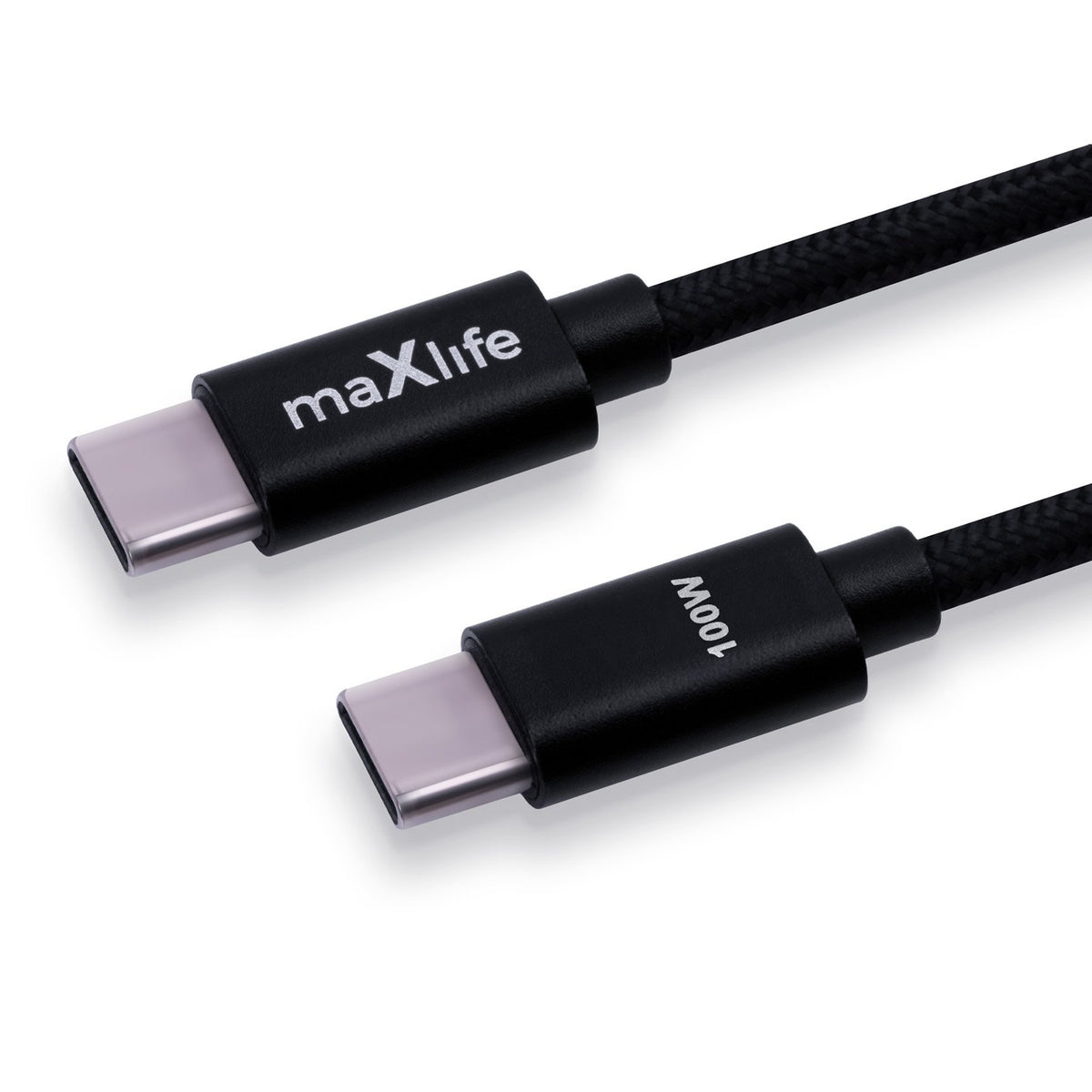 Maxlife kabelis MXUC-12 USB-C - USB-C 1,0 m 100W, melns