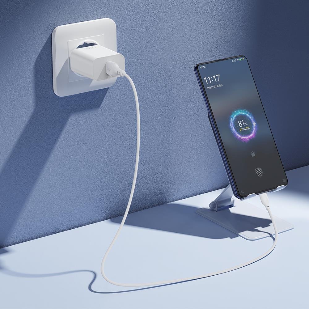 XO tīkla lādētājs CE33 QC 18W 1x USB balts + USB-C kabelis