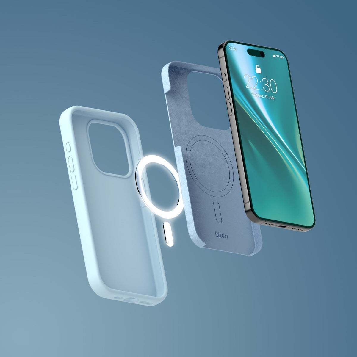 Etteri Silicone Mag case for iPhone 14 6,1" light blue