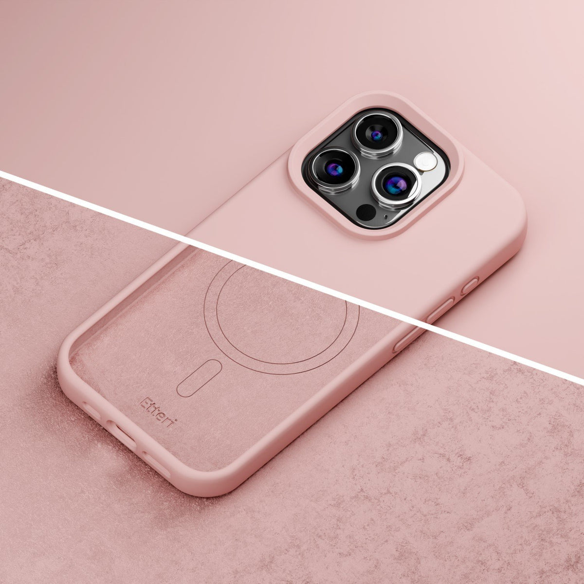 Etteri Silicone Mag case for iPhone 15 Pro 6,1" light pink