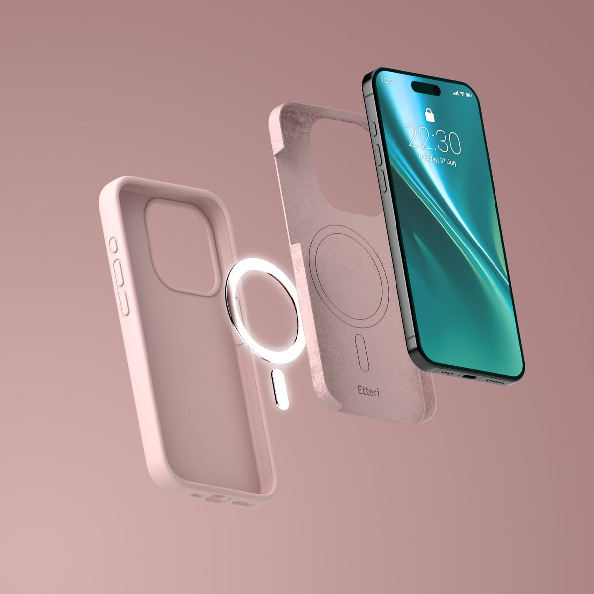 Etteri Silicone Mag case for iPhone 15 Pro 6,1" light pink