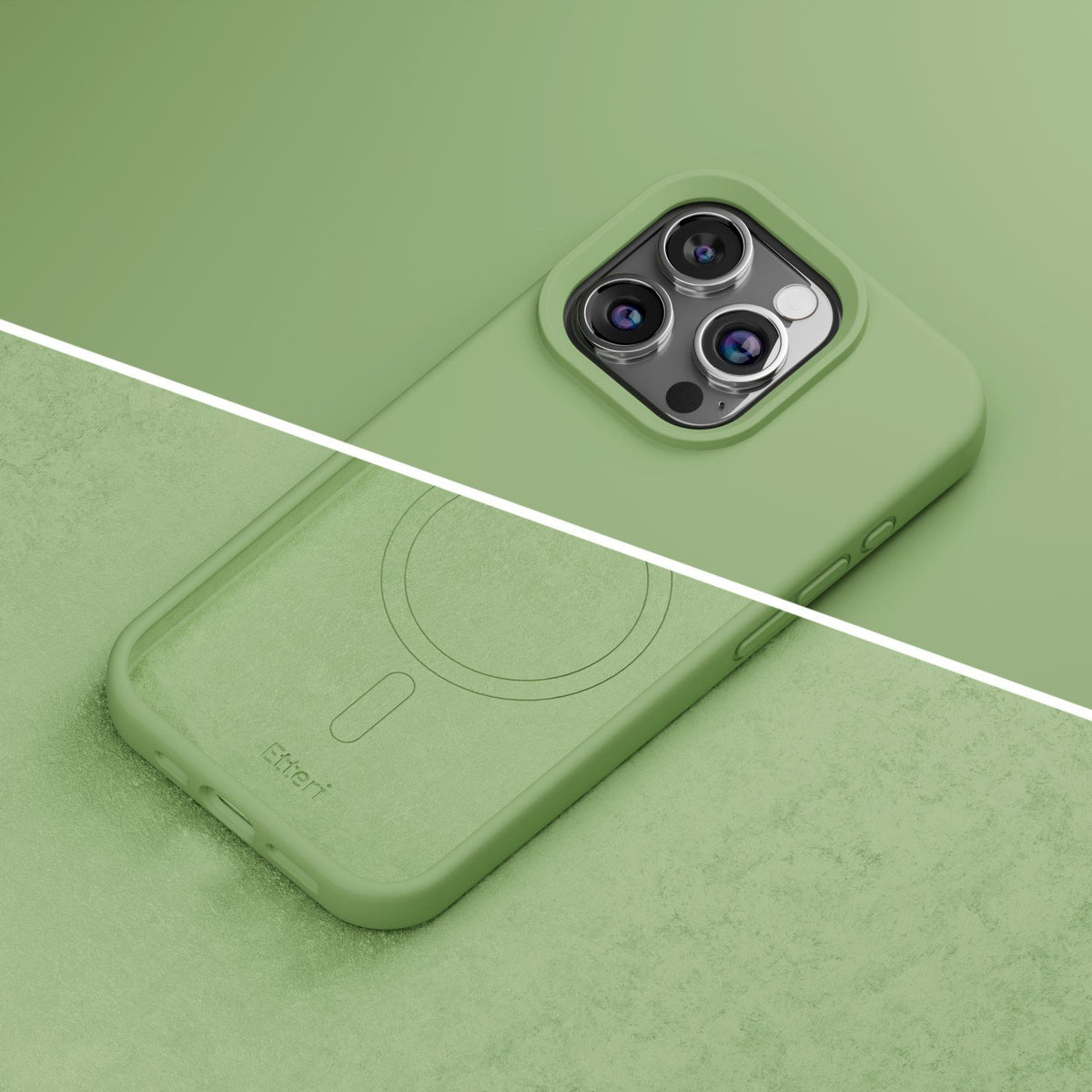 Etteri Silicone Mag case for iPhone 15 Pro 6,1" light green