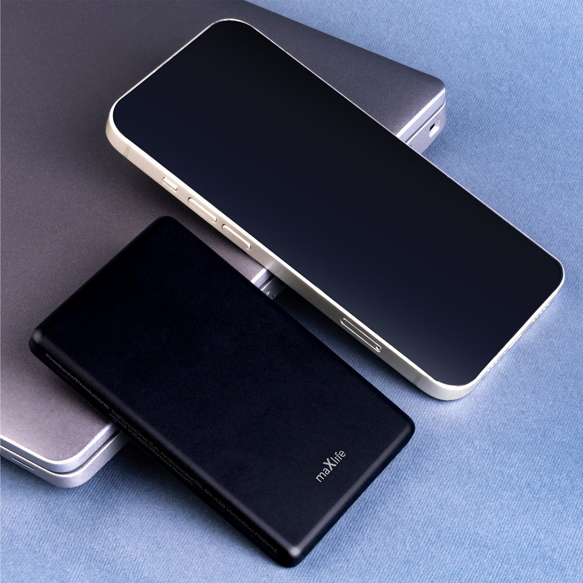 Maxlife ārējā baterija ar bezvadu lādēšanu MXPB-05 20W PD 5000 mAh, magnētiska, melna