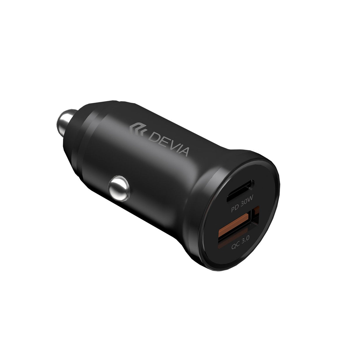 Devia automašīnas lādētājs Smart Mini PD QC 3.0 30W 1x USB 1x USB-C balts