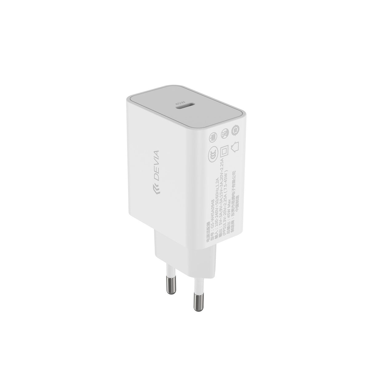 Devia tīkla lādētājs Rocket PD 45W 1x USB-C, balts