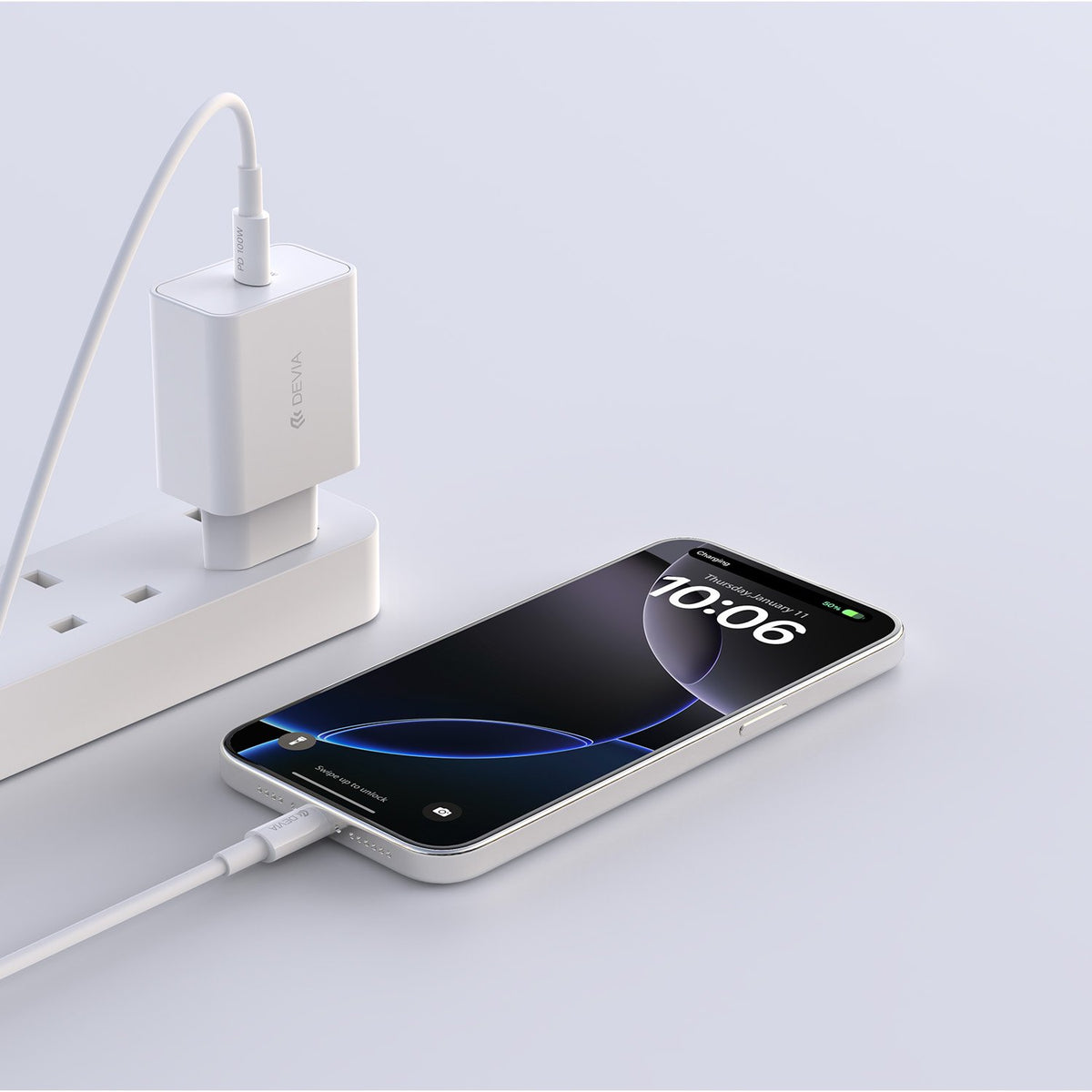Devia tīkla lādētājs Rocket PD 45W 1x USB-C, balts