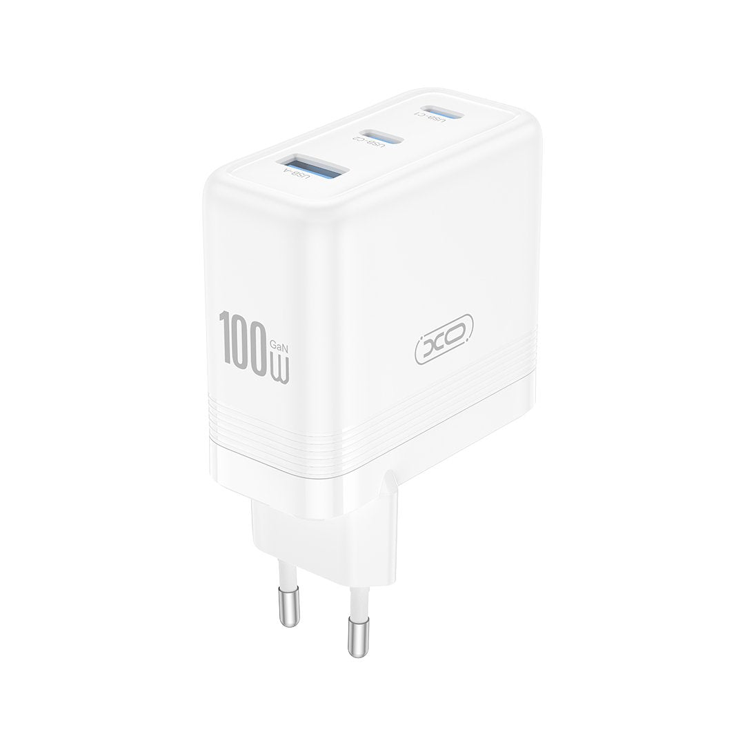 XO tīkla lādētājs CE35 PD 100W 2x USB-C 1x USB, balts