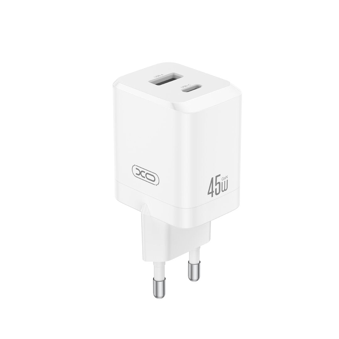 XO tīkla lādētājs CE36 PD 45W 1x USB-C 1x USB, balts