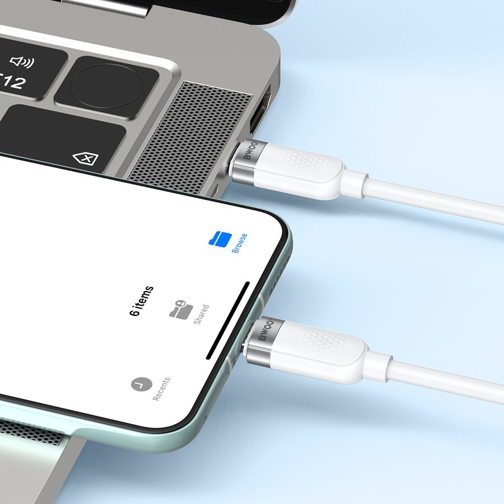 BWOO kabelis 65W USB-C - USB-C 1m, balts