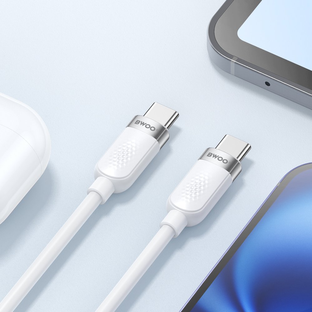 BWOO kabelis 65W USB-C - USB-C 1m, balts