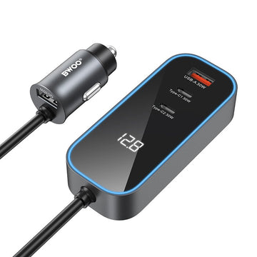 BWOO auto lādētājs CC107 PD 1x USB-C - USB-A port 30W, melns