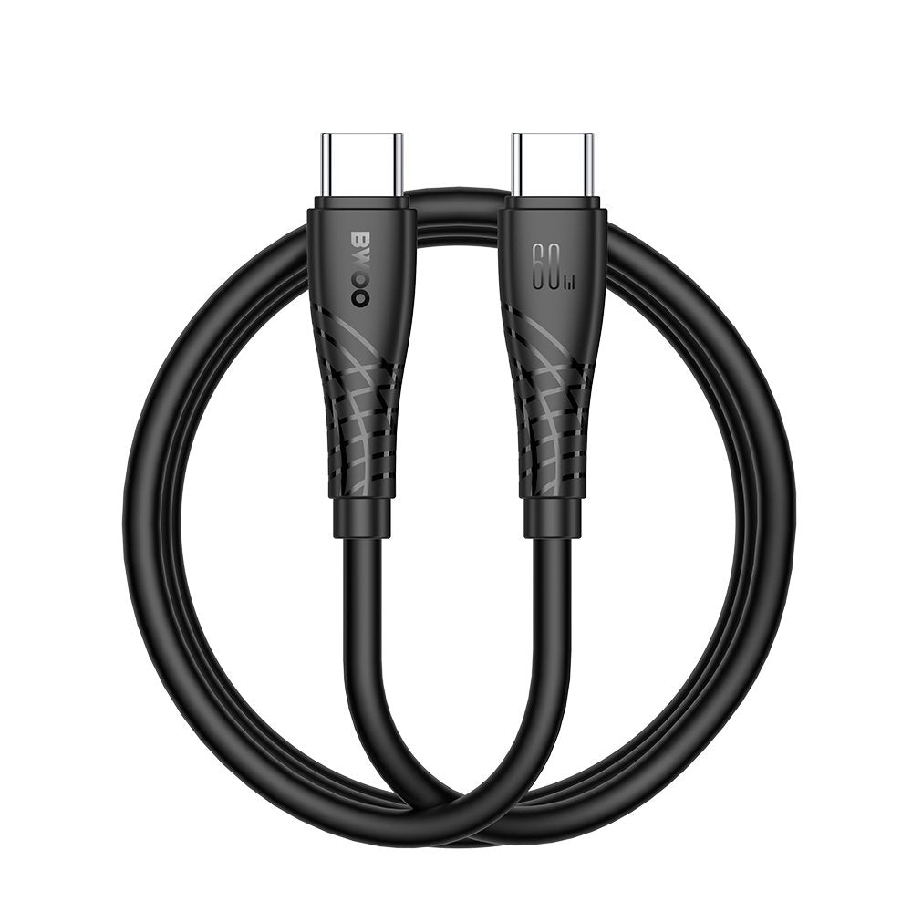 BWOO kabelis 60W USB-C - USB-C BO-X318 1m, melns