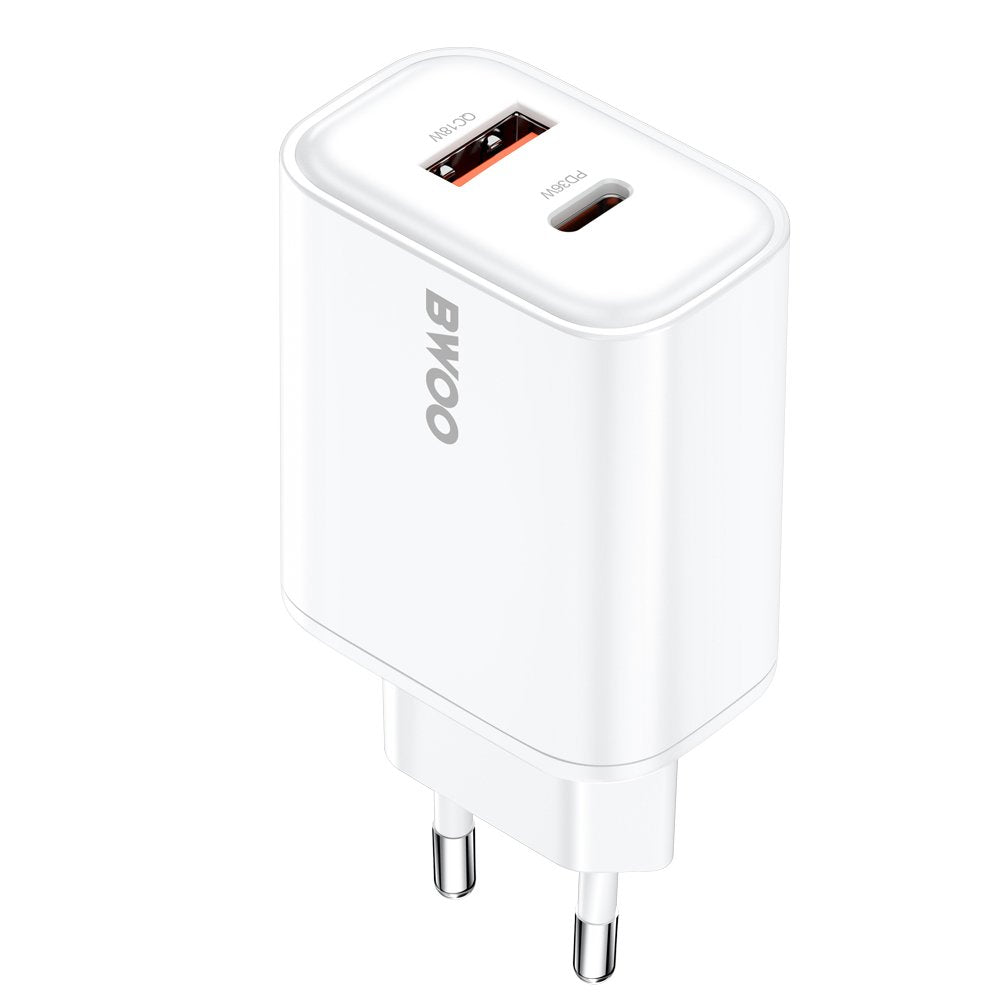 BWOO tīkla lādētājs CDA207 PD 36W 1x USB-A + USB-C port, balts