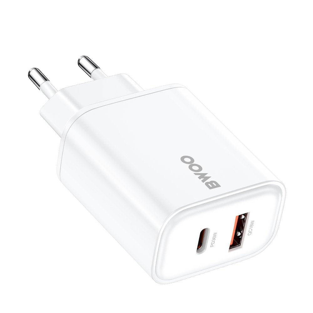 BWOO tīkla lādētājs CDA207 PD 36W 1x USB-A + USB-C port, balts