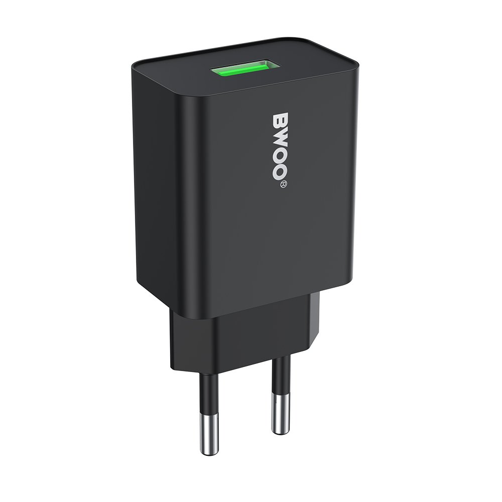 BWOO tīkla lādētājs CDA249 5V 2,4A USB-A, melns