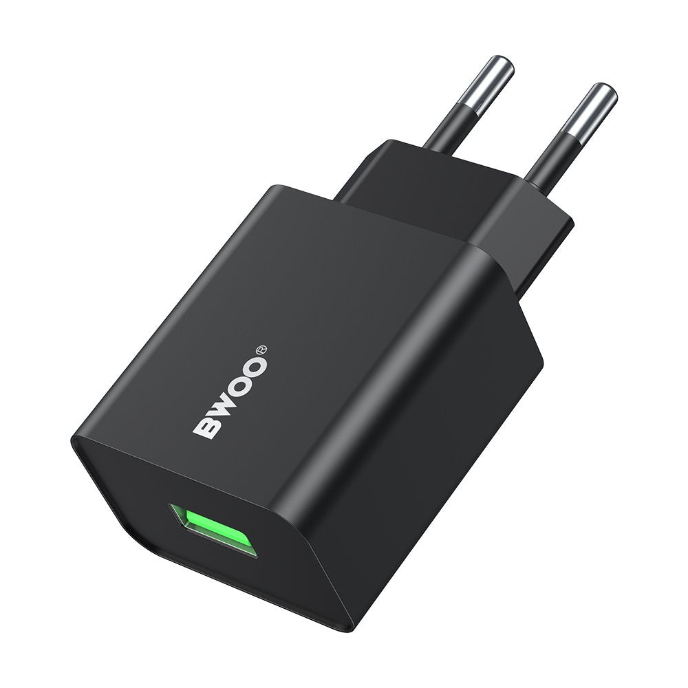 BWOO tīkla lādētājs CDA249 5V 2,4A USB-A, melns