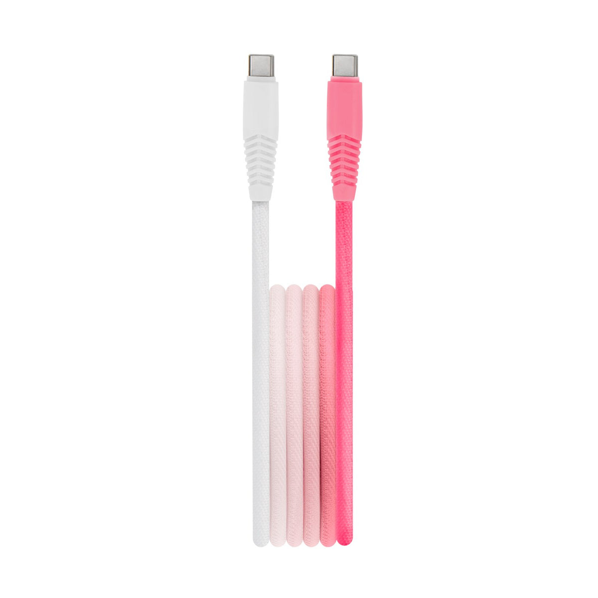Setty kabelis USB-C - USB-C 1,5 m 3A KGC-C-1.5320 balts-rozā gradienta