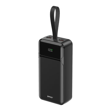 BWOO 65W pārnēsājamais akumulators 30000 mAh 2x USB-A, 1x USB-C ar LCD displeju, melns