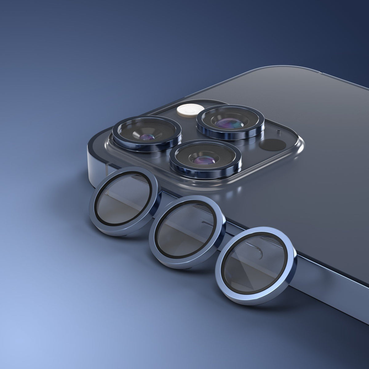 Etteri kameras objektīva aizsargs iPhone 15 Pro / 15 Pro Max tumši zila
