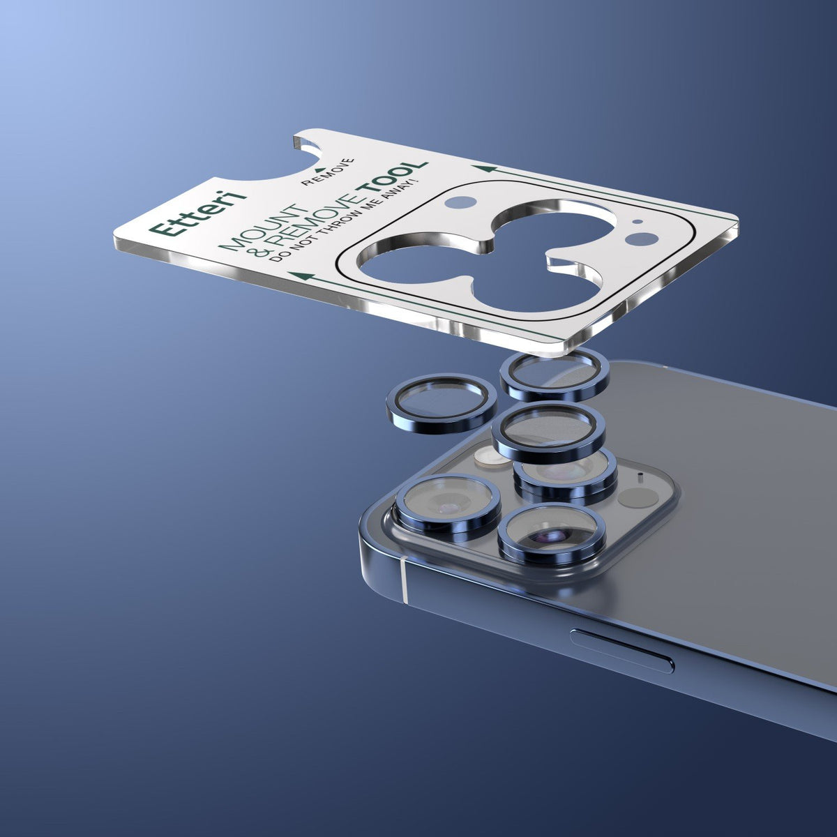 Etteri kameras objektīva aizsargs iPhone 15 Pro / 15 Pro Max tumši zila