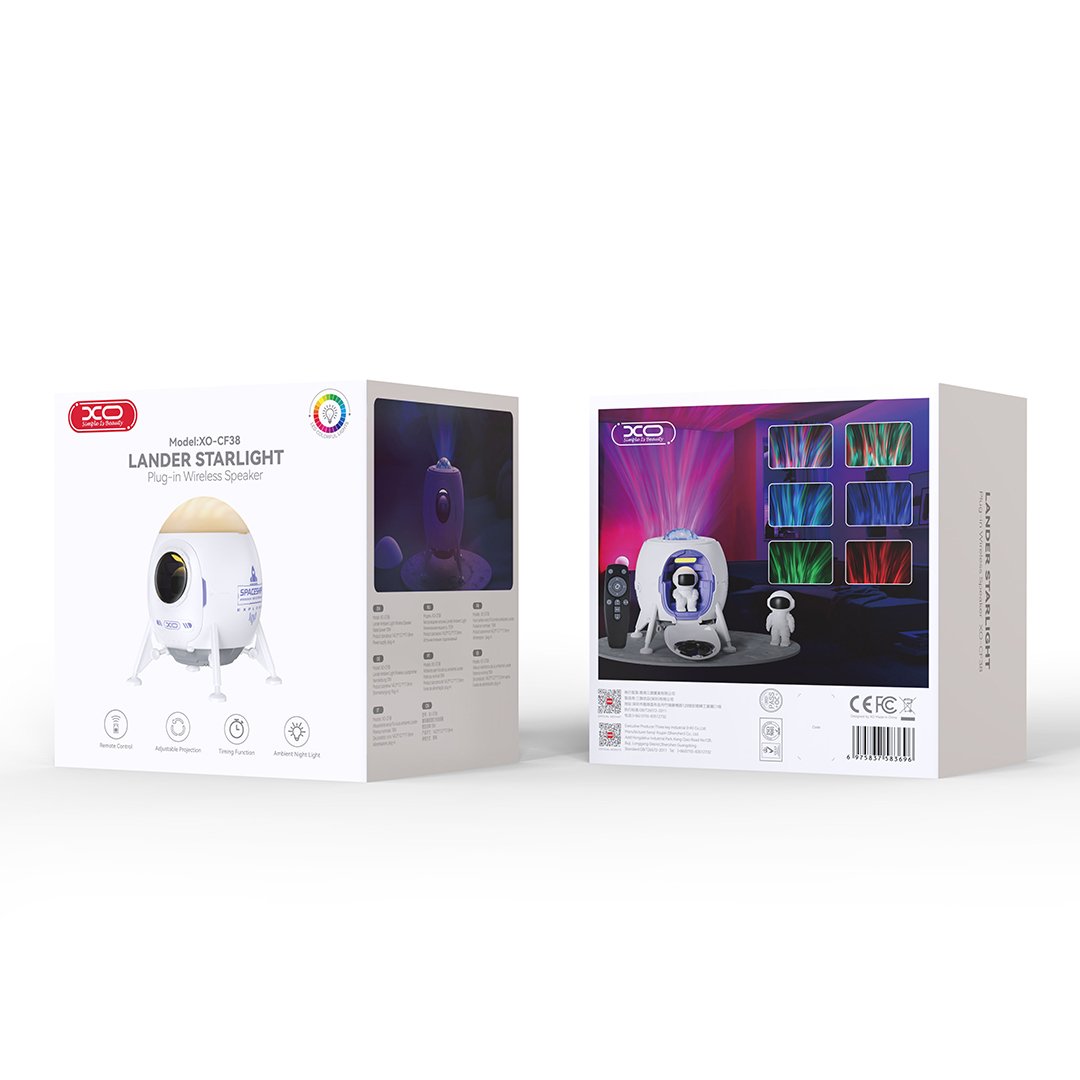 XO projektors LED CF38 star un galaxy ar Bluetooth skaļruni balts