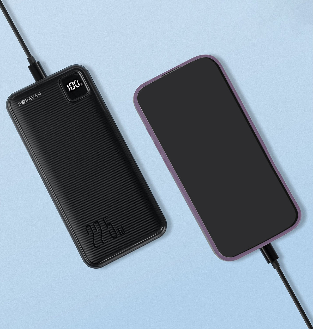 Forever ārējā baterija TB-300M PD QC 22,5W 10000 mAh, melna