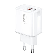 BWOO tīkla lādētājs CDA182 QC 38W 1x USB-A + 1x USB-C, balts