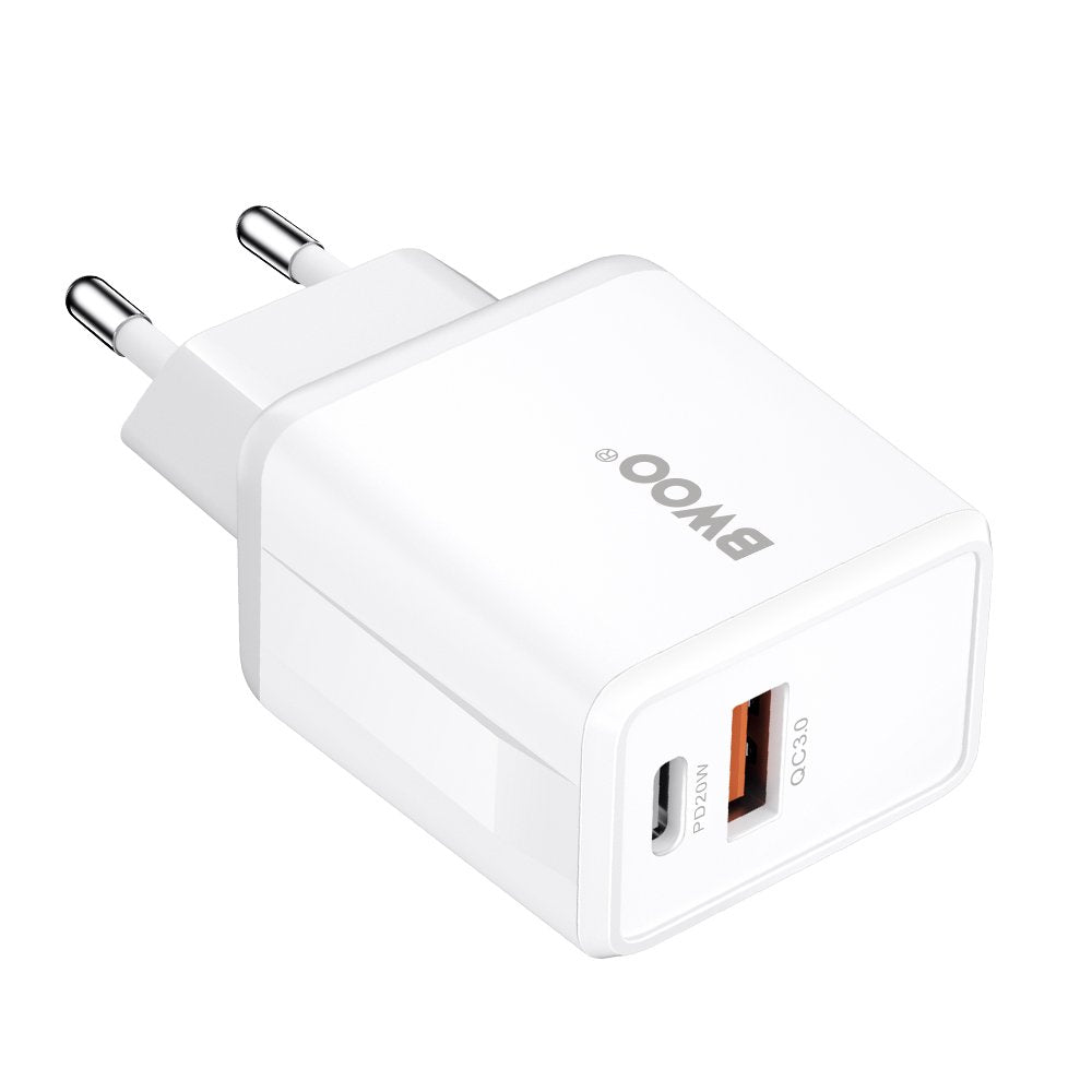 BWOO tīkla lādētājs CDA182 QC 38W 1x USB-A + 1x USB-C ar USB-C C-Lightning kabeli 1 m melns