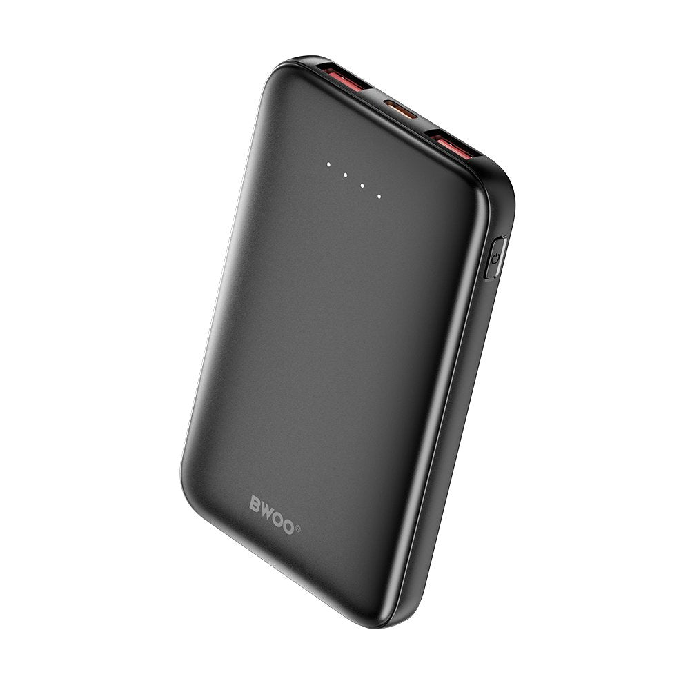 BWOO pārnēsājamais akumulators P72 QC 22.5W PD 20W 5000 mAh ar 2 x USB-A portiem un 1 x USB-C portu, melns