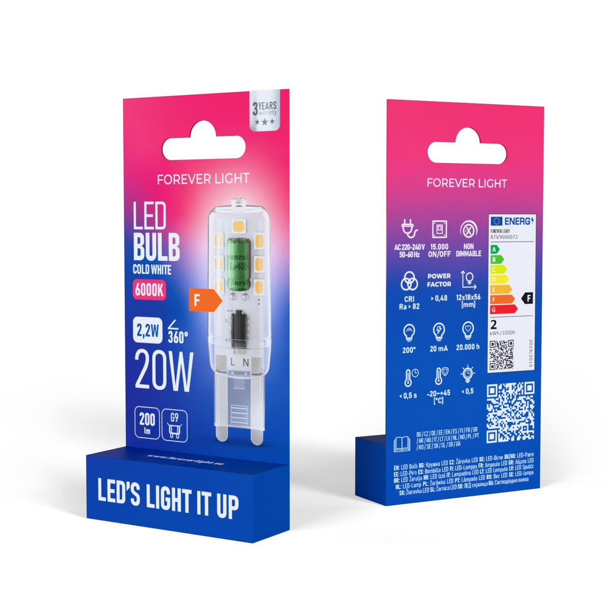 Forever Light spuldze LED G9 2.2W 200lm 6000K energoklase F