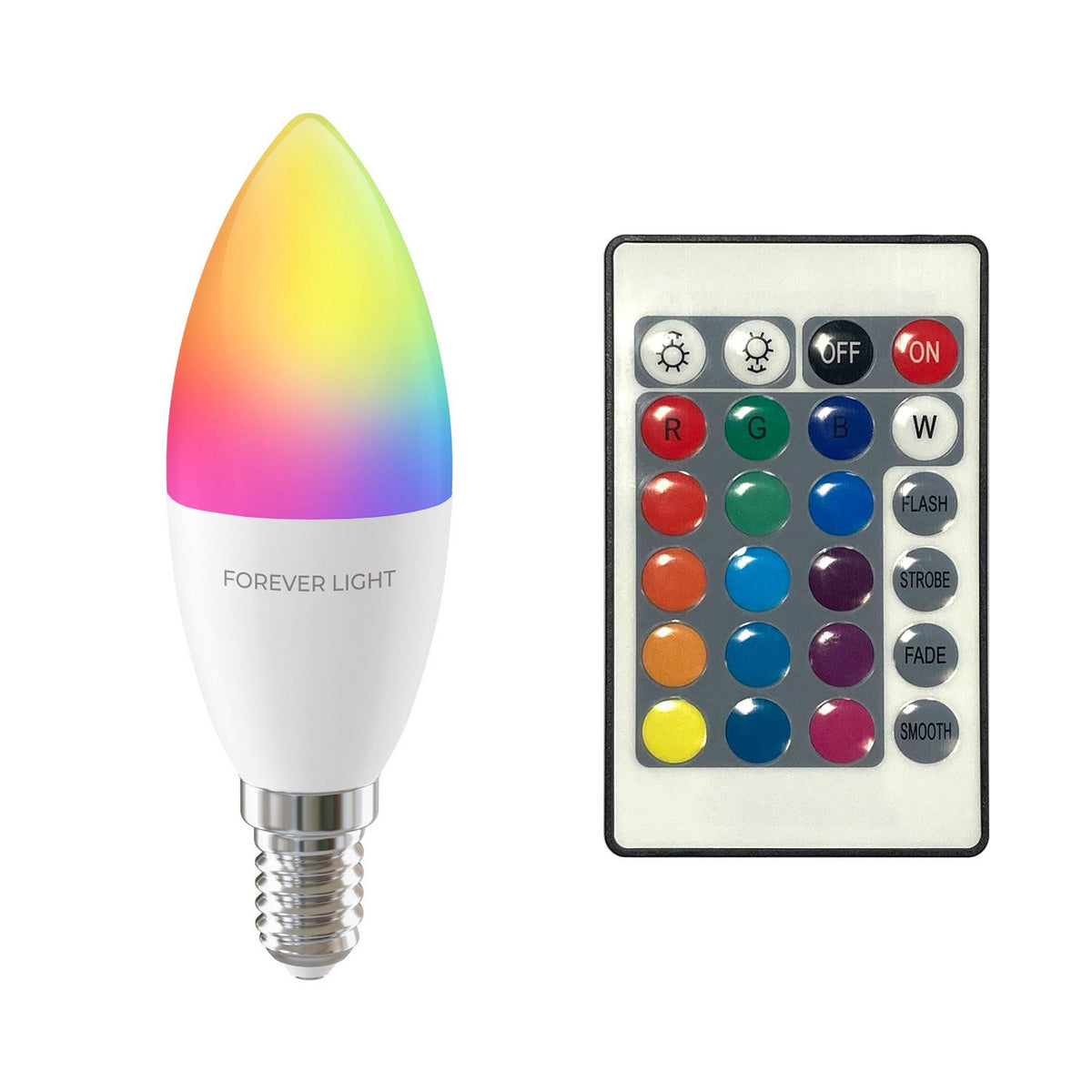Forever Light LED spuldze RGB E14 C37 5W 500lm 4000K energoklase F