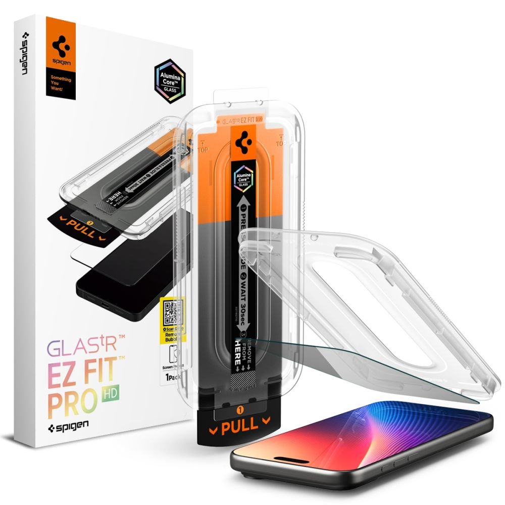 Spigen rūdītais stikls Glas.Tr “Ez Fit Pro” iPhone 16 Pro / 17 / 17 Pro privātuma aizsardzībai