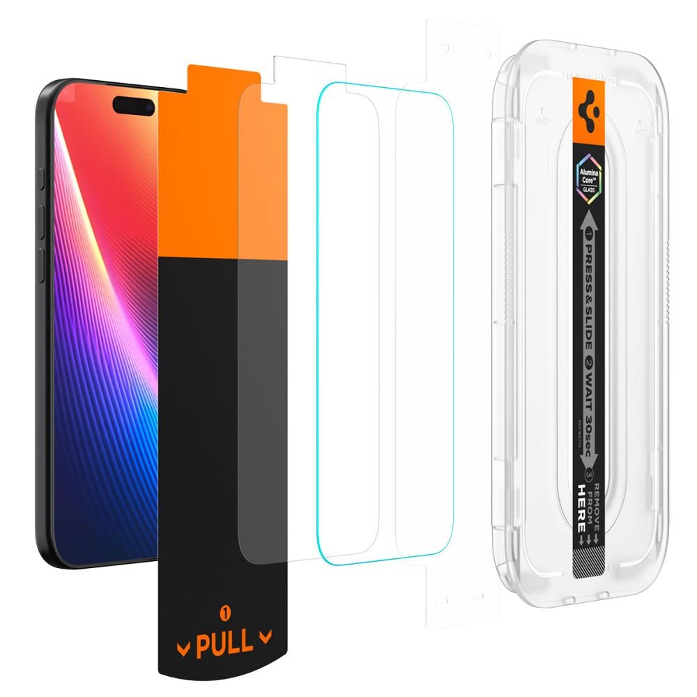 Spigen rūdītais stikls Glas.Tr “Ez Fit Pro” iPhone 16 Pro / 17 / 17 Pro privātuma aizsardzībai