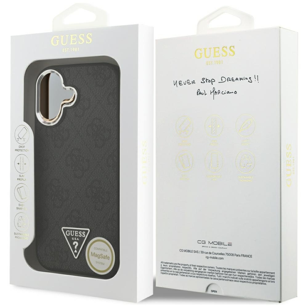 Guess MagSafe ādas vāciņš iPhone 17 melns