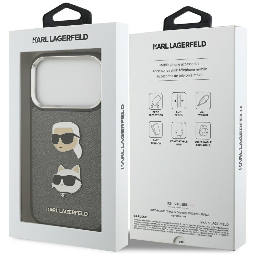 Karl Lagerfeld vāciņš iPhone 17 Pro pelēks