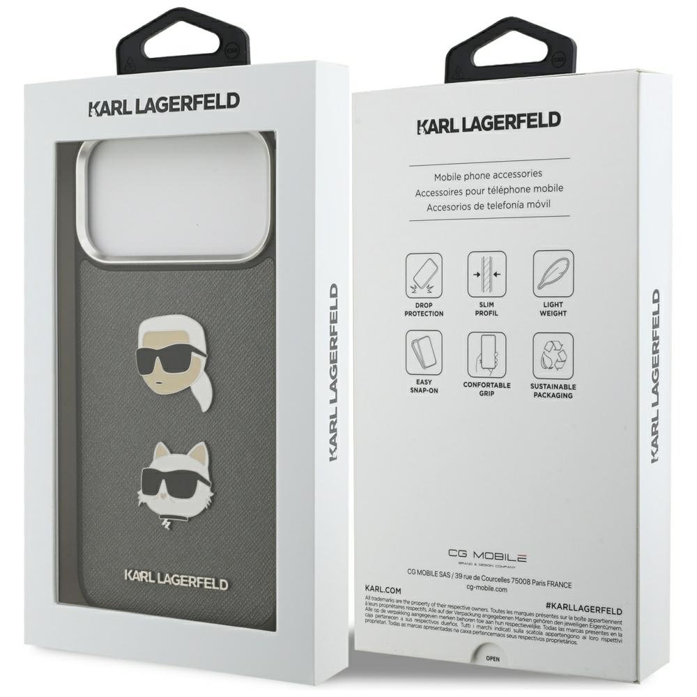 Karl Lagerfeld vāciņš iPhone 17 Pro Max pelēks