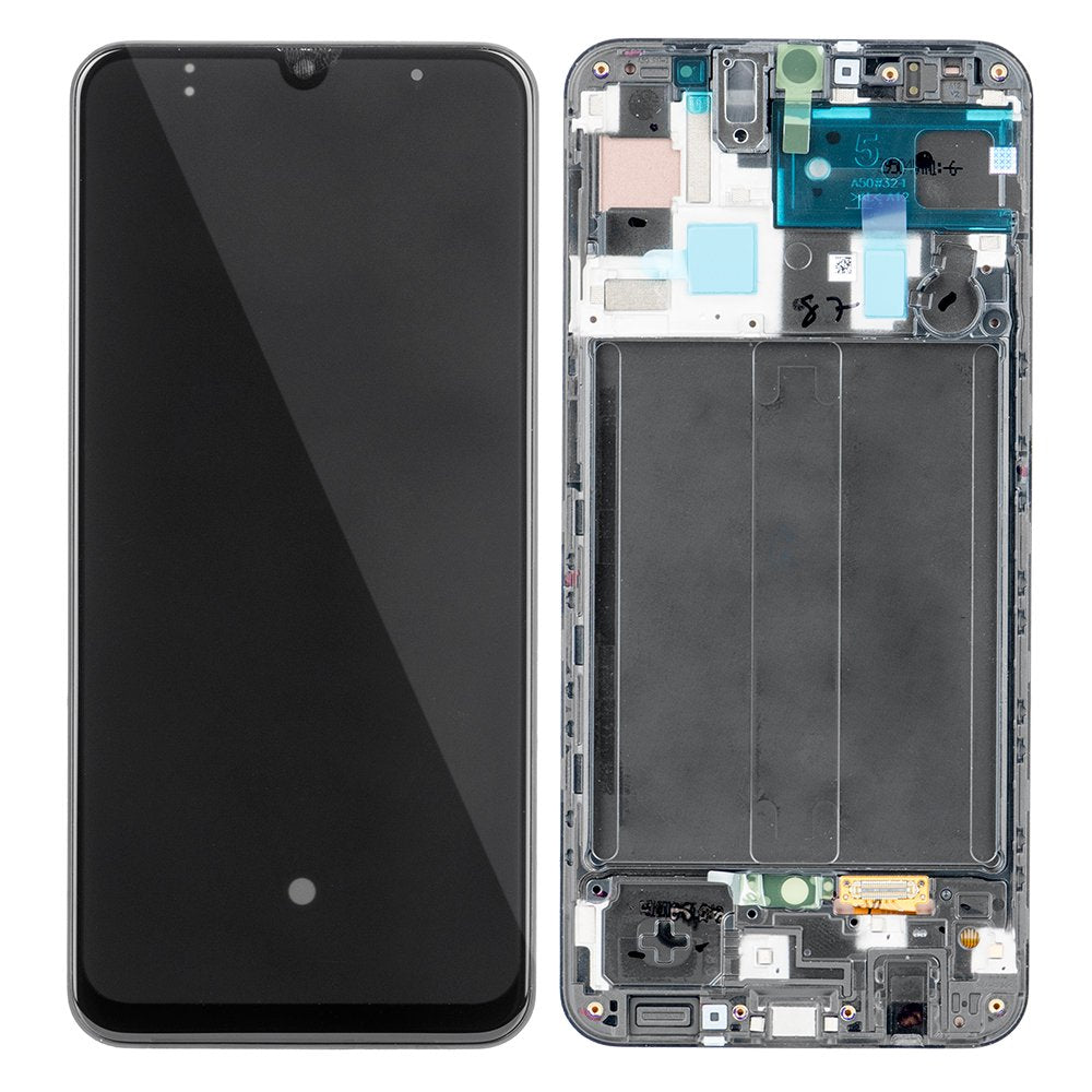 LCD + Skārienjūtīgais panelis Samsung A50 A505 GH82-19204A GH82-19713A GH82-19289A melns rāmis oriģināls