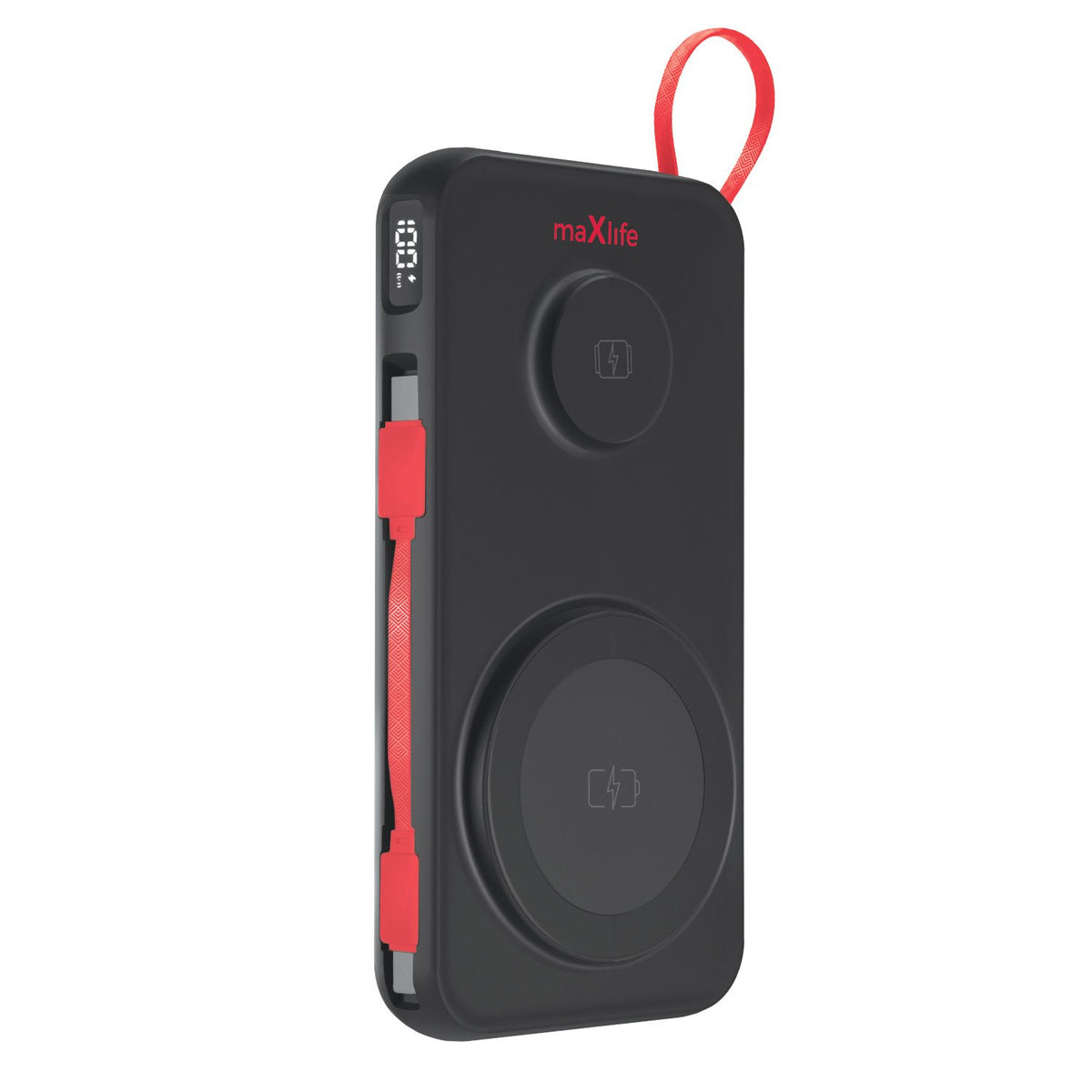 Maxlife ārējā baterija ar bezvadu lādēšanu MXPB-08 10000 mAh magnētiska 3/1 melna