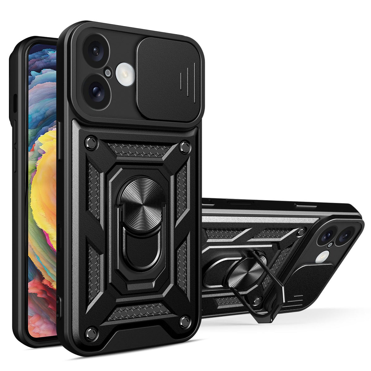 Defender Slide vāciņš iPhone 16 6,1", melns