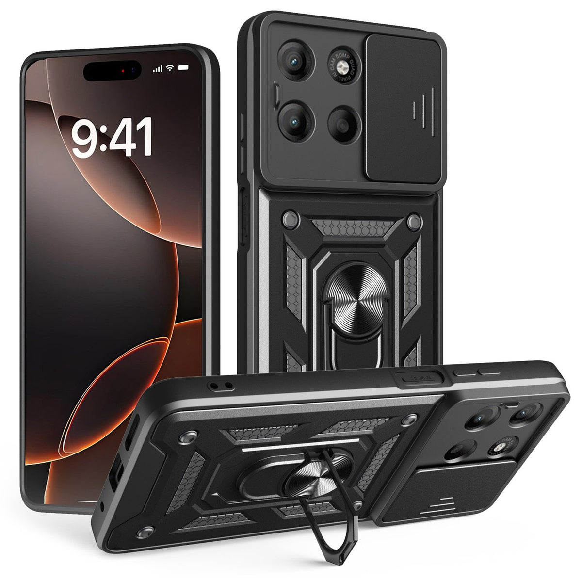 Defender Slide maciņš Motorola Moto G15 telefonam, melns