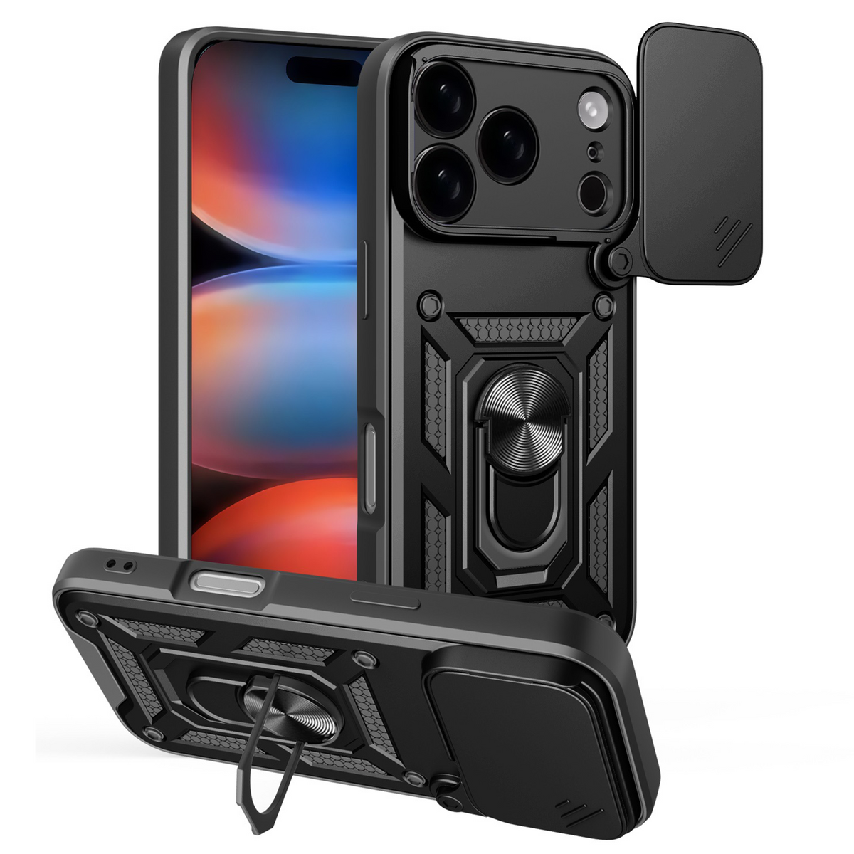 Defender Slide vāciņš iPhone 17 Pro 6,3", melns
