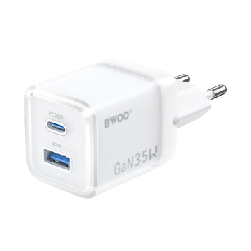BWOO tīkla lādētājs CDA222 PD 35W 1 x USB 1 x USB-C, balts