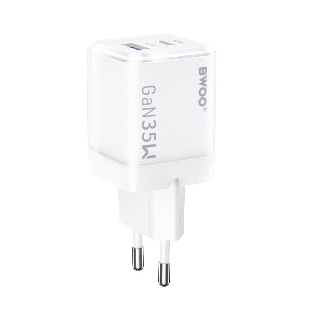 BWOO tīkla lādētājs CDA222 PD 35W 1 x USB 1 x USB-C, balts