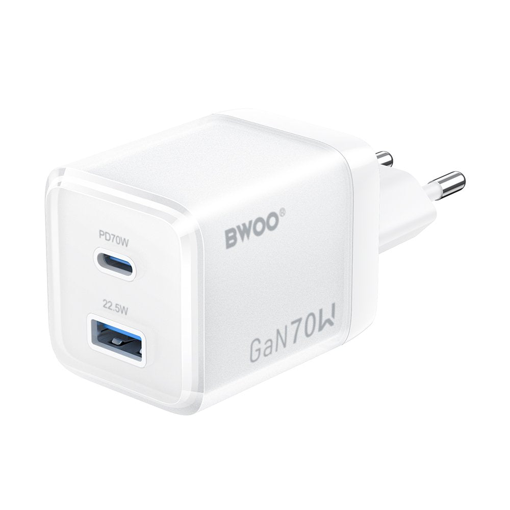 BWOO tīkla lādētājs CDA224 QC 70W 1 x USB 1 x USB-C, balts