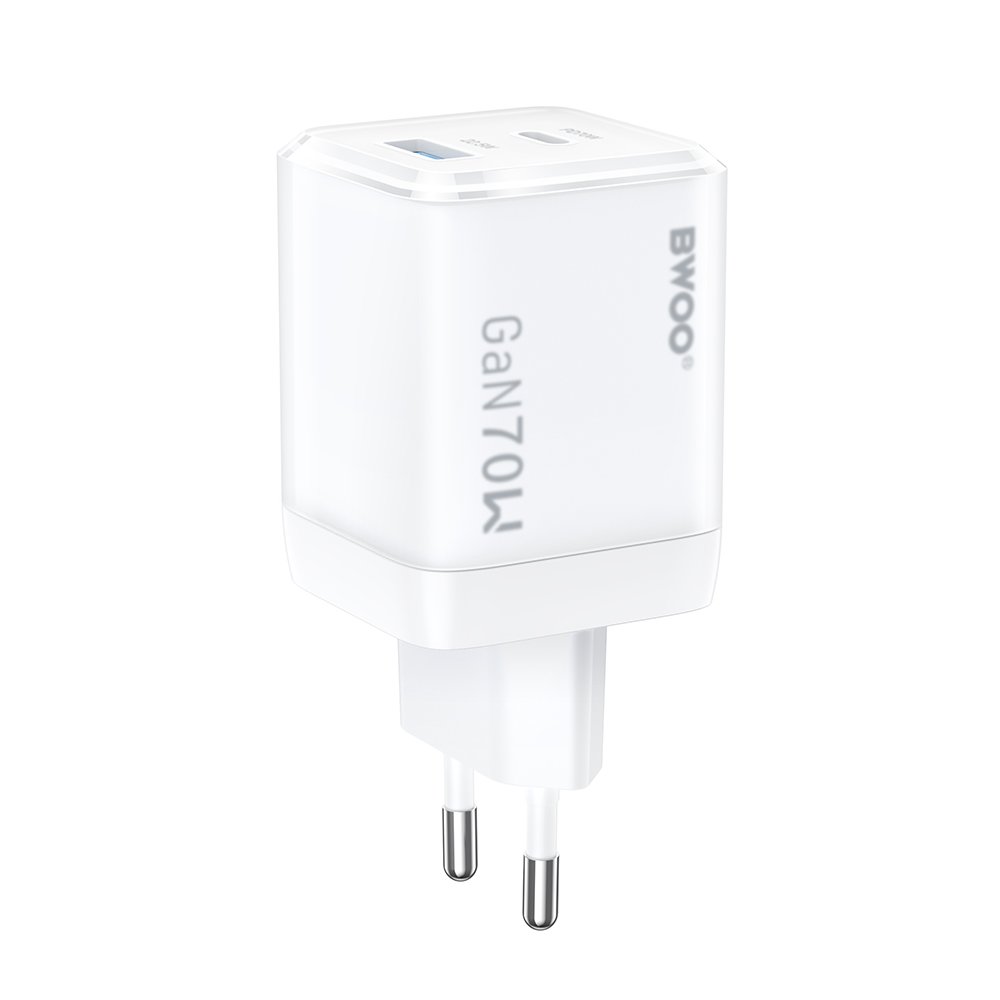 BWOO tīkla lādētājs CDA224 QC 70W 1 x USB 1 x USB-C, balts