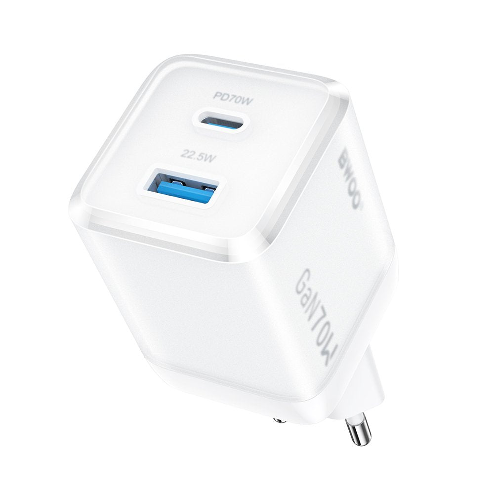 BWOO tīkla lādētājs CDA224 QC 70W 1 x USB 1 x USB-C, balts