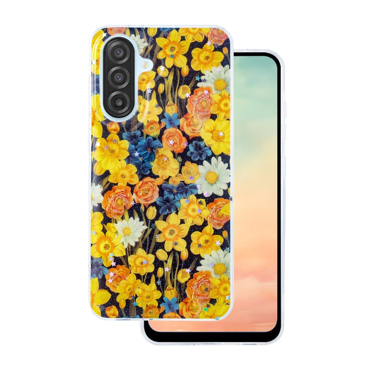 Glow Glam apvalks Samsung Galaxy A17 4G / A17 5G / A18 5G, oranžs
