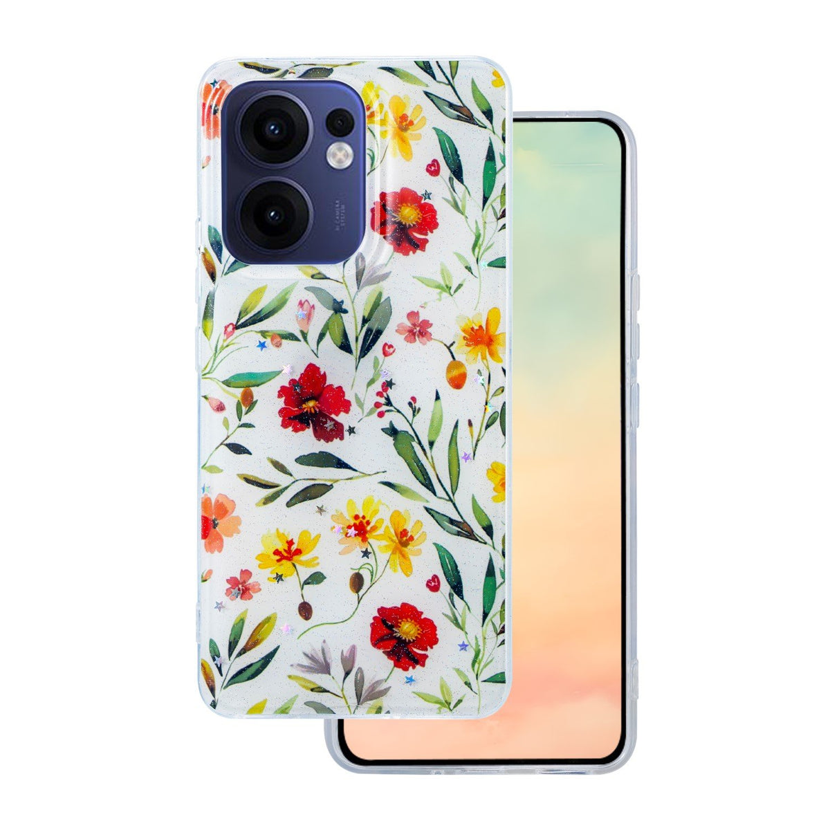 Glow Glam maciņš Oppo Reno 13F 5G (globāls) / 13FS 5G, balts